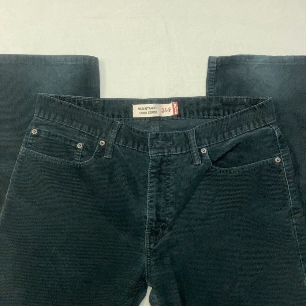 VTG Levis 514 Pants Mens Fits 34x34 Black Corduroy Slim Straight‎ Stretch